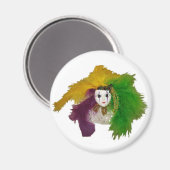Mardi Gras Indiase Masker Magneet (Voorkant / Achterkant)