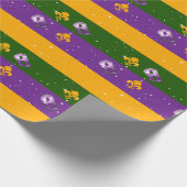 Mardi Gras inpakpapier met masker en fleur de lis (Hoek)