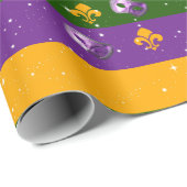 Mardi Gras inpakpapier met masker en fleur de lis (Rol Hoek)
