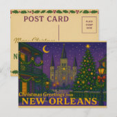 Mardi Gras Inspired New Orleans Christmas Postcard Briefkaart (Voorkant / Achterkant)