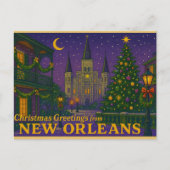 Mardi Gras Inspired New Orleans Christmas Postcard Briefkaart (Voorkant)