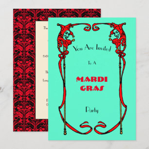 Mardi Gras Invitation Sjabloon Kaart