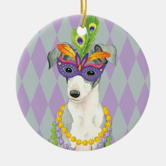 Mardi Gras Italiaanse windhond Keramisch Ornament (Voorkant)