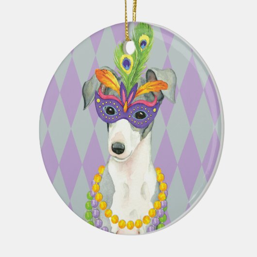 Mardi Gras Italiaanse windhond Keramisch Ornament (Links)