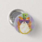 Mardi Gras Japanse Chin Ronde Button 3,2 Cm (Voorkant /achterkant)