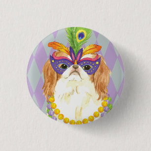 Mardi Gras Japanse Chin Ronde Button 3,2 Cm