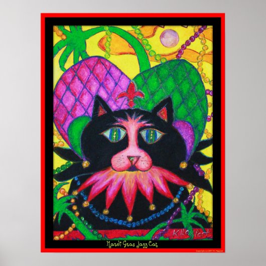 Mardi Gras Jazz Cat Poster (Voorkant)