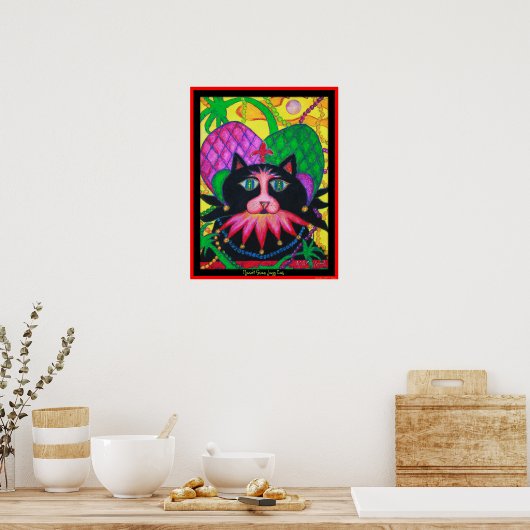 Mardi Gras Jazz Cat Poster (Keuken)