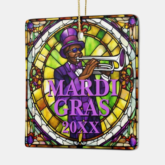 Mardi Gras Jazz Keramisch Ornament (Links)