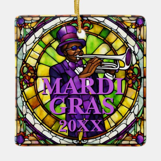 Mardi Gras Jazz Keramisch Ornament (Voorkant)