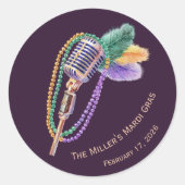 Mardi Gras Jazz Microfoon Aangepaste Stickers (Voorkant)