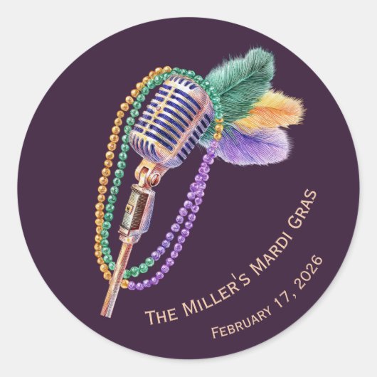 Mardi Gras Jazz Microfoon Aangepaste Stickers (Voorkant)