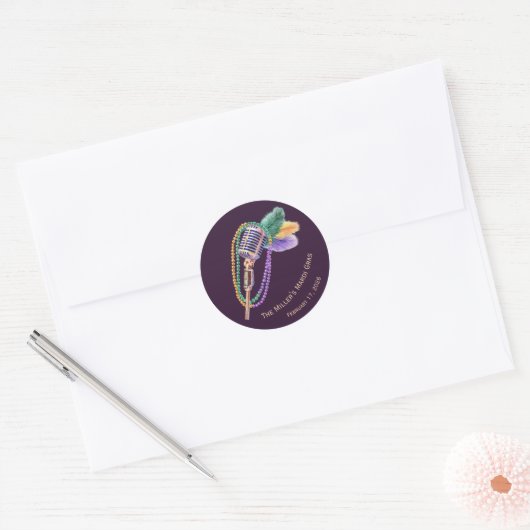 Mardi Gras Jazz Microfoon Aangepaste Stickers (Envelop)