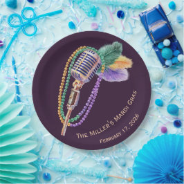 Mardi Gras Jazz Microfoon Feestborden Papieren Bordje