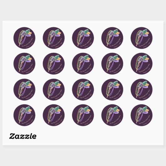 Mardi Gras Jazz Microphone Custom Stickers (Vel)