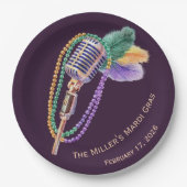 Mardi Gras Jazz Microphone Party Plates Papieren Bordje (Voorkant)