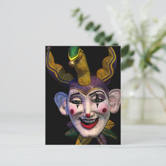 Mardi Gras Jester Briefkaart (Staand voorkant)