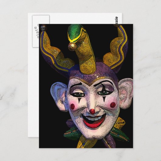 Mardi Gras Jester Briefkaart (Voorkant / Achterkant)