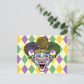 Mardi Gras Jester Briefkaart (Staand voorkant)
