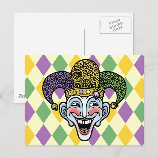 Mardi Gras Jester Briefkaart (Voorkant / Achterkant)