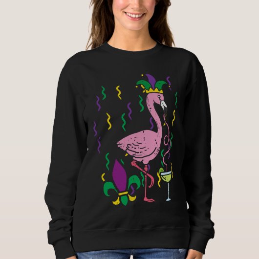 Mardi Gras Jester Flamingo  Carnival Bird Men Wome Trui (Voorkant)