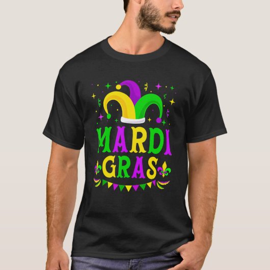 Mardi Gras Jester Hat Funny Parade Costume Men Wom T-shirt (Voorkant)
