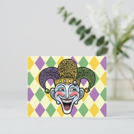 Mardi Gras Jester Kaart (Staand voorkant)