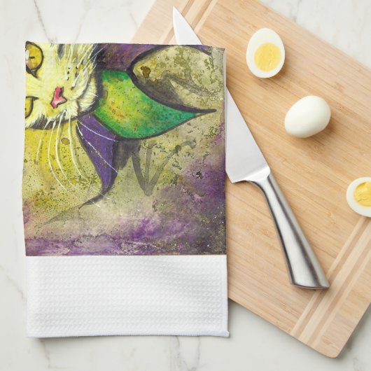 Mardi Gras Jester Kat door GG Burns Theedoek (Quarter Fold)