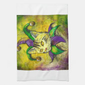 Mardi Gras Jester Kat door GG Burns Theedoek (Verticaal)