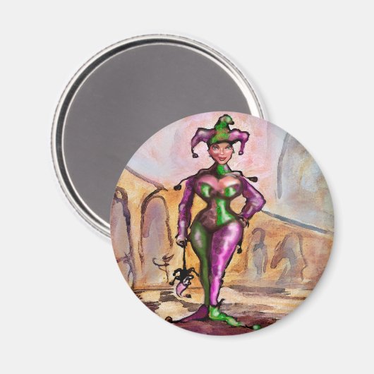 Mardi Gras Jester Magneet (Voorkant / Achterkant)