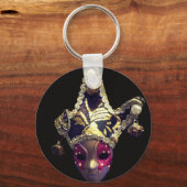 Mardi Gras Jester Mask Colourful Sleutelhanger (Achterkant)