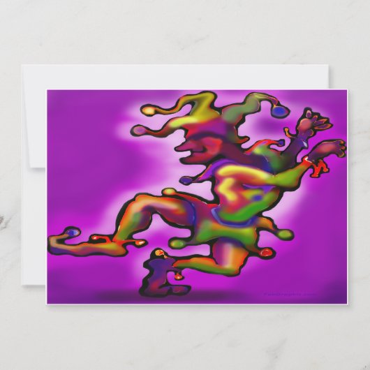 Mardi Gras Jester Paarse uitnodiging (Voorkant)