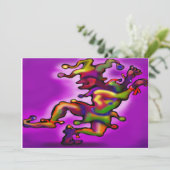 Mardi Gras Jester Paarse uitnodiging (Staand voorkant)