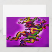 Mardi Gras Jester Paarse uitnodiging (Voorkant / Achterkant)
