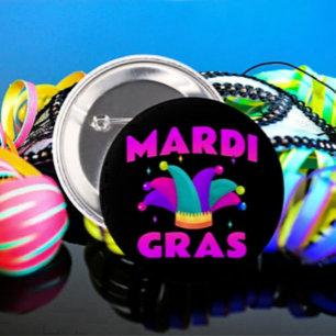 Mardi Gras Jester Pet Button