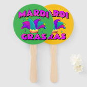 Mardi Gras Jester Pet Hand Fan Handwaaier (Voorkant en achterkant)