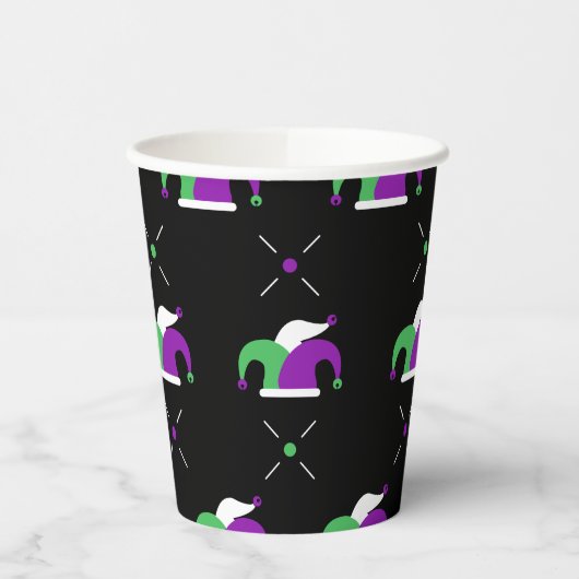 Mardi Gras Jester Pet Pattern Cup Papieren Bekers (Links)
