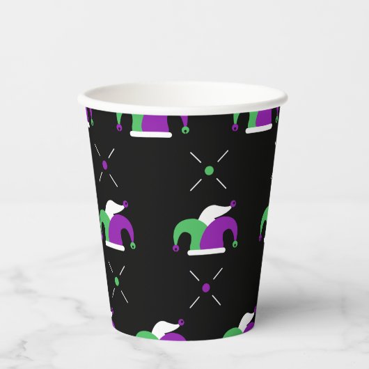 Mardi Gras Jester Pet Pattern Cup Papieren Bekers (Voorkant)