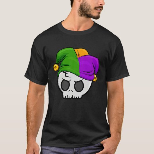 Mardi Gras Jester Skull New Orleans Carnival Para T-shirt (Voorkant)