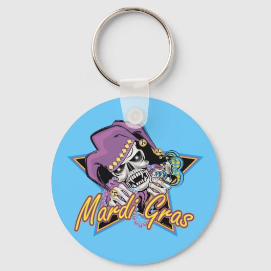 Mardi Gras Jester Skull Sleutelhanger (Voorkant)