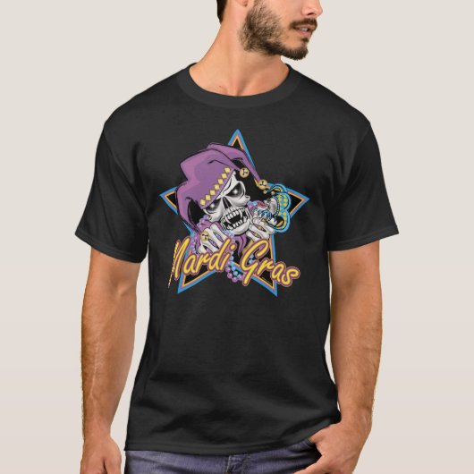 Mardi Gras Jester Skull T-shirt (Voorkant)