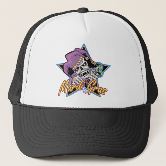 Mardi Gras Jester Skull Trucker Pet (Voorkant)