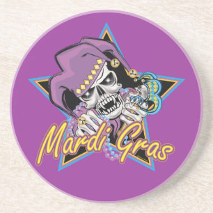 Mardi Gras Jester Skull Zandsteen Onderzetter