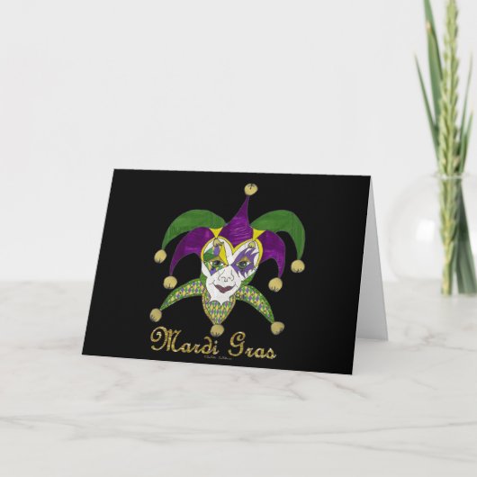 Mardi Gras Jesters Masker Kaart (Voorkant)