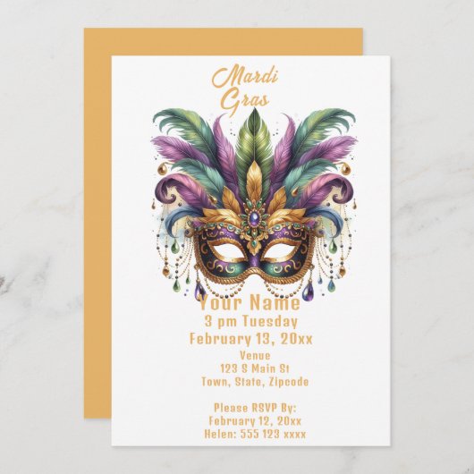 Mardi Gras Kaart (Voorkant / Achterkant)