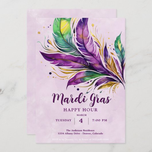 Mardi Gras Kaart (Voorkant / Achterkant)