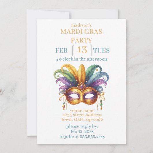 Mardi Gras Kaart (Voorkant)