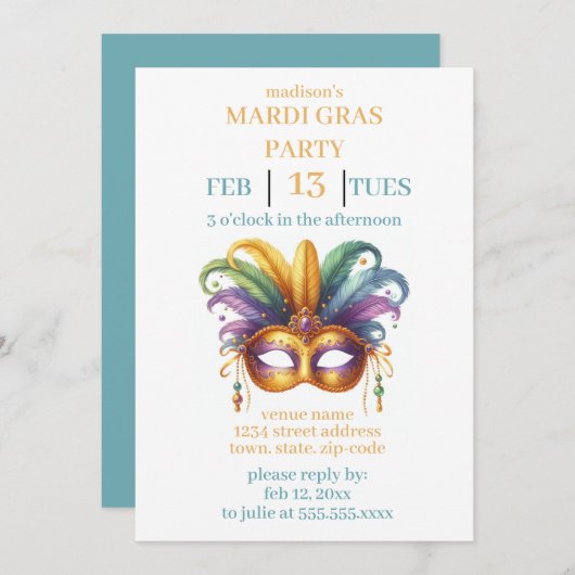 Mardi Gras Kaart (Voorkant / Achterkant)