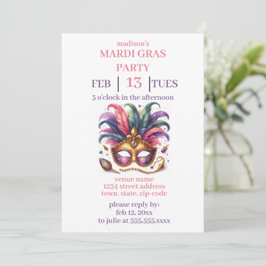 Mardi Gras Kaart (Staand voorkant)