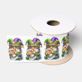 Mardi Gras-kabouter die King Cake eet Satijnen Lint
